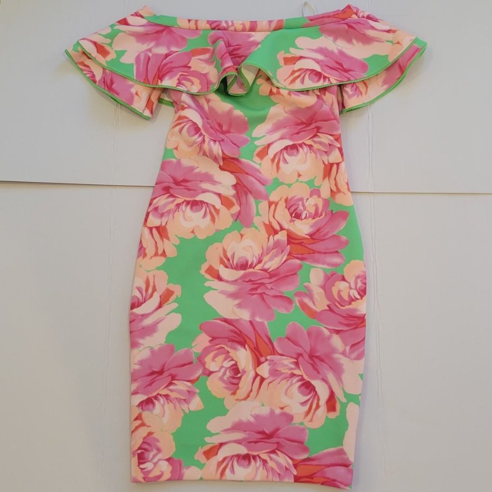 GUESS Marciano Pout Off-The-Shoulder Scuba Dress S - Picture 6 of 9